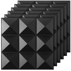 Fulmoon 50 Pcs 3D Wall Panels for Interior Wall Decor, PVC Diamond Textured Wall Panels for Living Room, Bedroom, TV Wall Background, 12 x 12 Inches(Matte Black)
