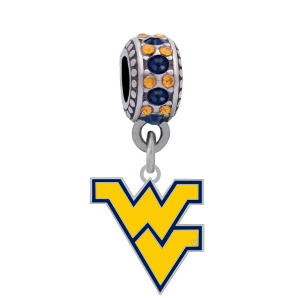 University of West Virginia Mountaineers Logo Charm Fits Compatible With Pandora Style Bracelets