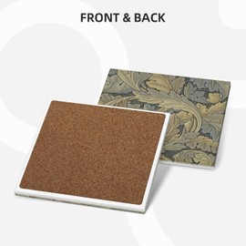 GERLNF Absorbent Ceramic Coasters for Drinks with Cork Base Art Coasters Set of 6 - Use 6 Famous Paintings, Unique Housewarming Gifts for Home Decorative (Square - William Morris Floral)