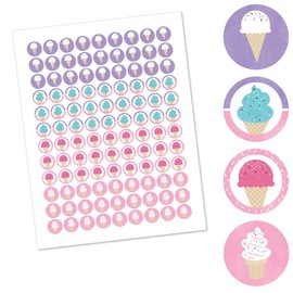 Big Dot of Happiness Scoop Up the Fun - Ice Cream - Sprinkles Party Round Candy Sticker Favors - Labels Fit Chocolate Candy (1 Sheet of 108)