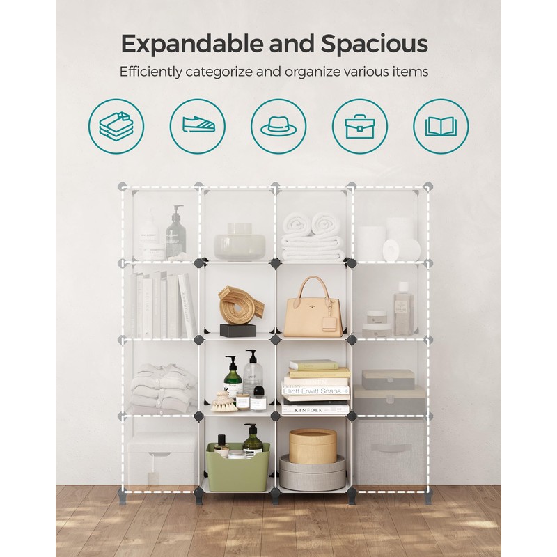 SONGMICS 6 Cube Storage Organizer, DIY Closet Shelf, Plastic Clothes
