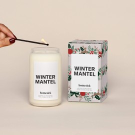 Homesick Premium Scented Candle, Winter Mantel - Scents of Fraser Fir, Holly Berry, 13.75 oz, 60-80 Hour Burn, Natural Soy Blend Candle Home Decor, Relaxing Aromatherapy Candle