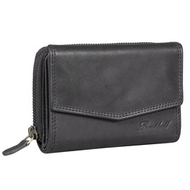 Benthill Women's Leather Wallet - RFID Genuine Leather Wallet - Vintage Wallet - Coin Compartment with Zip, gray, Vintage