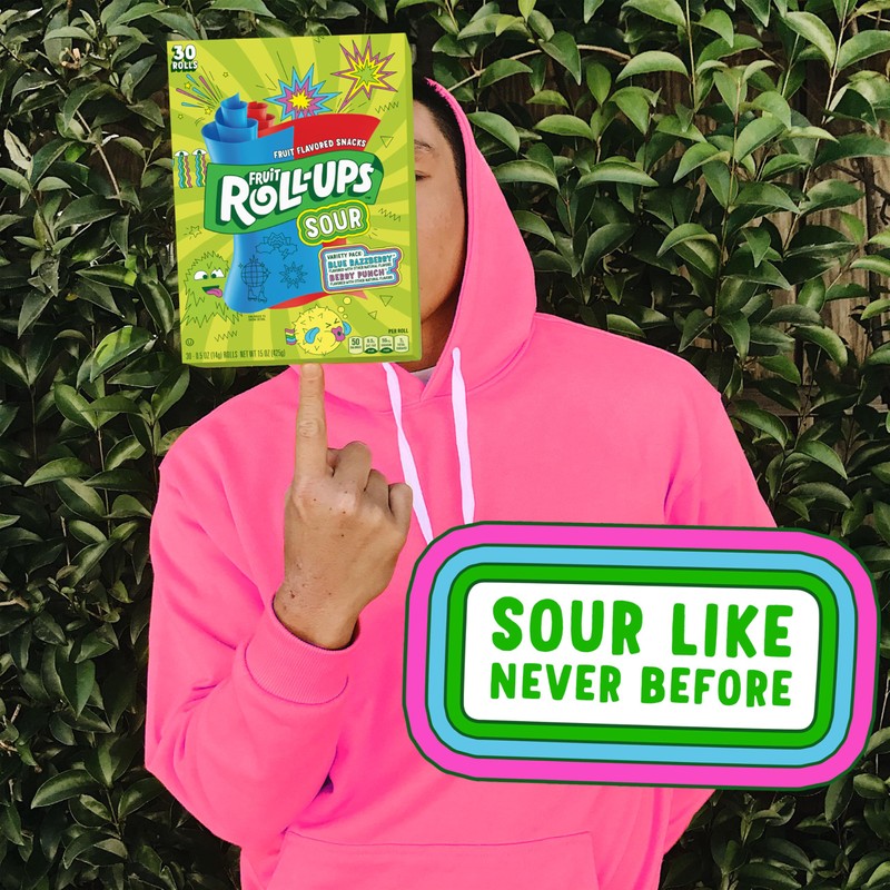 Fruit Roll-Ups Sour Fruit Flavored Snacks, Blue Razzberry & Berry