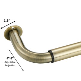 Room Darkening Curtain Rod, Wrap Around Design, Extra-Thick 1-Inch Diameter Single Drapery Rod, Extendable Metal Rod Set for the Blackout Curtains and Sheer (Antique Bronze, 48-84")