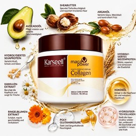 Karseell MACA CARE SYSTEM Hair Treatment Hair Mask Professional Collagen Argan Oil Coconut Oil Avocado Repair Treatment Moisture Anti-Frizz Hair Care Dry Broken Brittle Hair Keratin Hair Treatment 500 ml