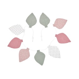 KraftKids Leaves Fabric Bunting Muslin Pink Mint Grey Dots on White Handmade Cotton Bunting Garland