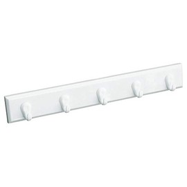 homeXpert Hook Rack, Key Rack with 5 Hooks, White, Length 22 cm, for Gluing or Screwing