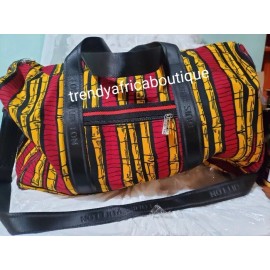 Handmade Quality Africa Wax print big duffle bag. 19" L 8" W 12" deep.