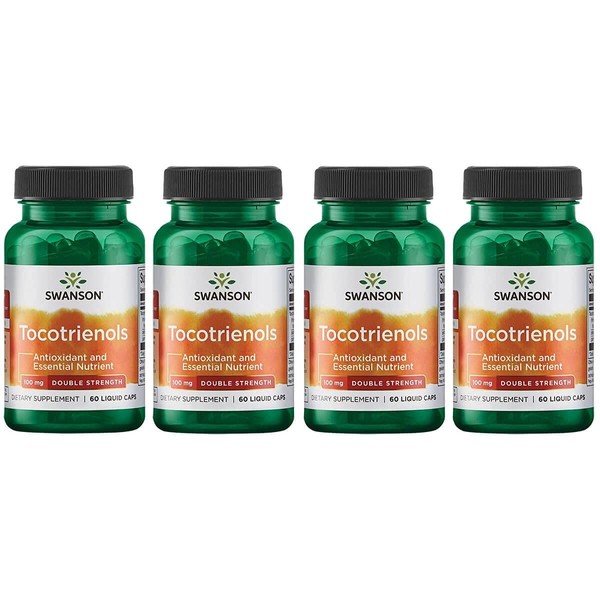 Swanson Double Strength Tocotrienols - Antioxidant - (60 Liquid Capsules, 100mg Each) 4 Pack