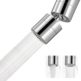 Hibbent Metal Faucet Aerator, 360-Degree Swivel Metal Kitchen Sink Aerator, Dual-function Sink Sprayer Attachment, Faucet Replacement Part 55/64'' Female Thread, Silver