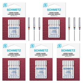 Schmetz 25 Sewing Machine Needles, Leather, Assorted Sizes 80/12, 90/14 & 100/16, Flat Shank 130/705H LL
