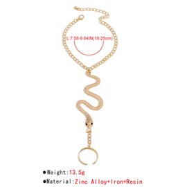 CABODYALS Gold Snake Ring Bracelet Vintage Hand Tassel Finger Link Wrist Goth Rock Punk Serpent Summer Alloy Animal Hand Chains Golden Bracelets for Women Parties Beach Jewellery Accessories Decor