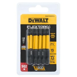 DEWALT Flextorq Impact Bits SQ2 Square 2-in, HSS Screw Bits, 15-pk (DWAF2SQ2IR15)