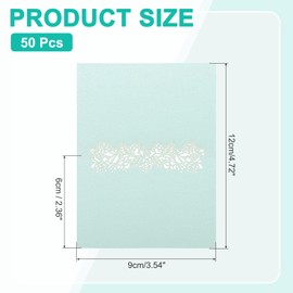 PATIKIL 50Pcs Wedding Place Cards, Laser Cut Rose Table Place Card Folded Tent Card Name Cards for Table Setting Wedding Reception Buffet, Light Blue