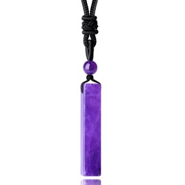 XIANNVXI Men Bar Necklace Amethyst Crystal Necklace Adjustable Rope Natural Gemstone Rectangle Pendant Necklaces