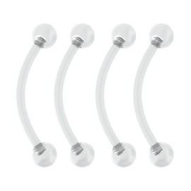 Evonix 4pc 16g Vertical Labret Retainer Curved Barbell Clear Lip Gauges Nipplerings Cartilage Acrylic 10mm