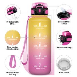 KollyKolla Trinkflasche 1.5L, Große Trinkflasche Sport, Wasserflasche Auslaufsicher mit Strohhalm, Trinkflasche Kohlensäure Geeignet, Fitness Trinkflasche, BPA-Frei, Sportflasche für Erwachsener, Büro