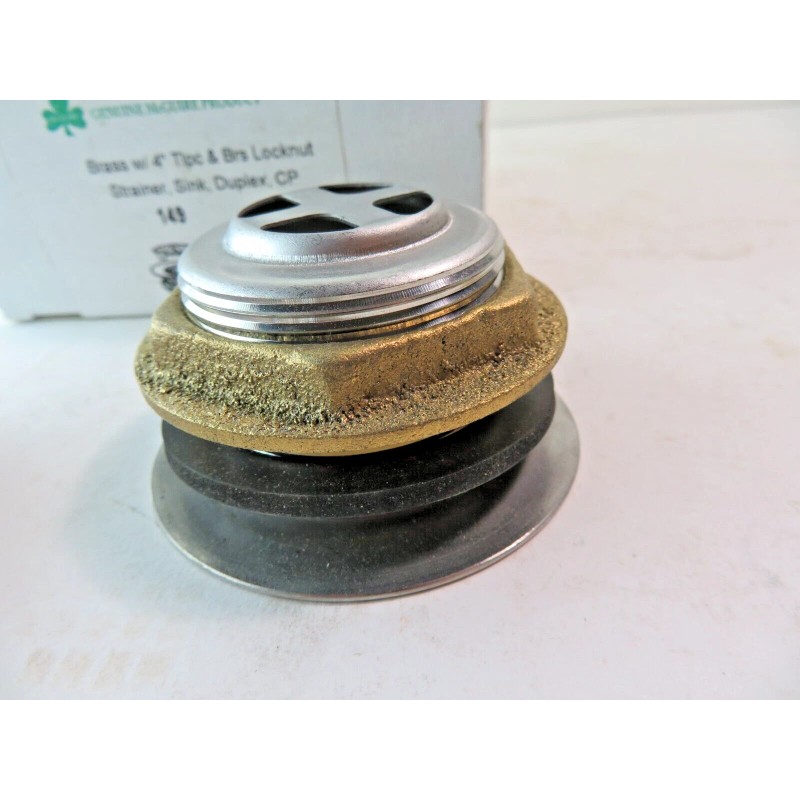 McGuire Sink Strainer Flat Grid 4" Tailpiece Brass Nut Duplex