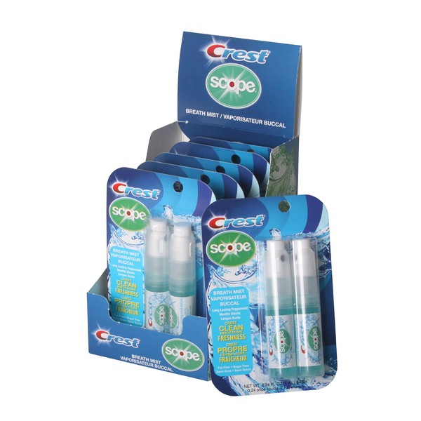 Crest Scope | Peppermint Breath Care Mist Spray Display | Six 2-Packs Display Unit (Total 12 Sprays)
