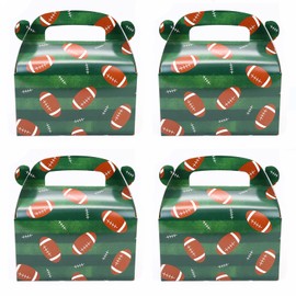 Oletx 24-Pack Football Party Favor Treat Boxes Pack, Goodie Boxes, Cardboard Gable Gift Boxes with Handles. Perfect for Football Sports Themed Party Decoration Supplies