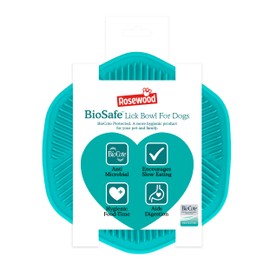 Rosewood BioSafe Hexagonal Lick Mat Bowl for Dogs and Cats with Suction Cup and BioCote Technology for Germ-Free Feeding, Anxiety Relief, Slow Feeding, Treat Dispensing, Non-Slip Design – Teal