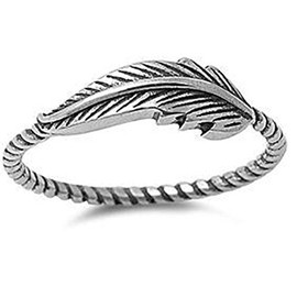 Jude Jewelers Retro Vintage Oxidized Stainless Steel Leaf Braided Twisted Wrap Thumb Ring (Oxidized Silver, 6)