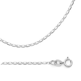 ZenJewels Solid 14k White Gold Necklace Chain Flat Link Genuine Polished Style Thin 1.3 mm 20 inch
