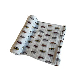 Little Bellwoods Organic Cotton Muslin Bamboo Baby Swaddle Wrap Blanket Multi-use Breathable Soft 47 inch x 47 inch Sushi