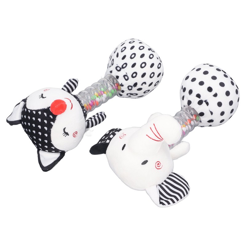 2pcs Baby Hand Rattle Toys Cartoon Stuffed Animal Shaped PP