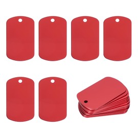 PATIKIL Metal Stamping Blanks Tags 2", 30 Pcs Anodized Aluminum Blank Dog Tags Rectangle Laser Engraving Blanks ID Name Tag with Hole for Pet Craft DIY Decorative, Red
