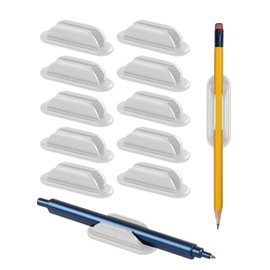 Tiizze Adhesive Pencil Holders for Desk Set of 10 - Silicone Pen Holder with 15 PCS Adhesive Pads - Flexible Pencil Holder for Office Essentials Accessories and Teacher Supplies, White