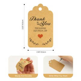 G2PLUS Thank You Tags,100PCS Thank You for Sharing Our Special Day Tags, Wedding Favor Tag, 2.1x3.3 in Kraft Paper Gift Tag with String for Wedding, Birthday, Baby Shower, Anniversary Party