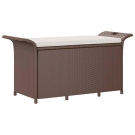 YITHOPI Patio Bench with Cushion Brown 45.7"x18.1"x22.4" Poly Rattan Outdoor Rattan bench outdoor Deck boxes Outdoor storage bench waterproof