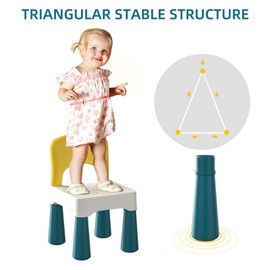 burgkidz Plastic chair with curved backrest, perfect addition to the children's activity table for boys and girls to building blocks, 9.3 inch height, maximum weight 100 kg/220 lb, macaroon