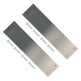 TERFÂ® 300mm X 75mm Traditional Type Polished Stainless Steel Finger Plate 300mm X 75mm (12'' X 3'') Door Push Plate Finger Plate Including Fixing Screw - Pack of 2