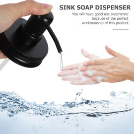 Kichvoe Mason Jar Pump Lid, 2pcs 7cm Stainless Steel Soap Dispenser Lid Conditioner Lid Lotion Pump Dispenser Lids Black