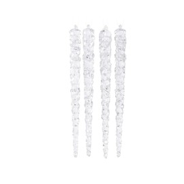 Icicle Pendant Clear Luminous in the Dark 15 cm Pack of 4