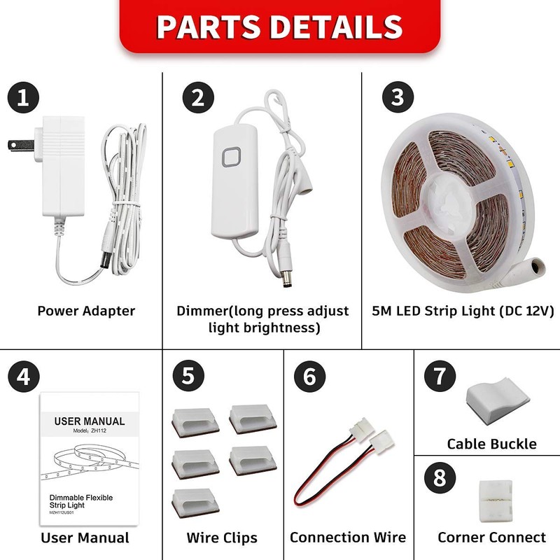 MY BEAUTY LIGHT White LED Strip Lights,16.4ft Dimmable LED Light