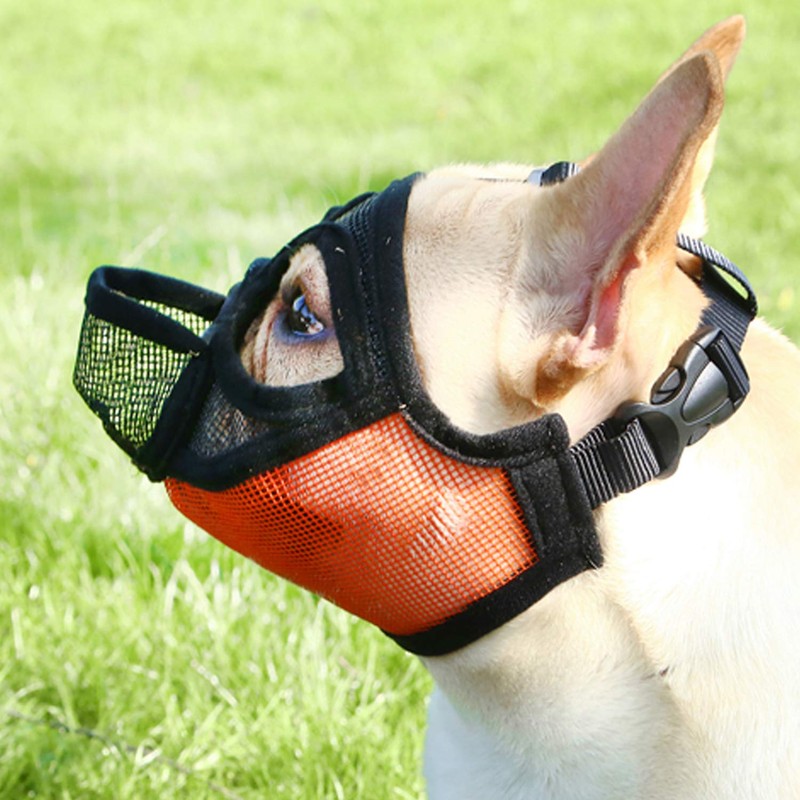 Short Snout Dog Muzzle - Adjustable Breathable Mesh Bulldog Muzzle,