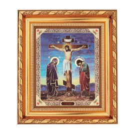NKlaus Crucifixion of Christ Icon in Frame with Glass 14 x 16 cm Christian Orthodox 13916