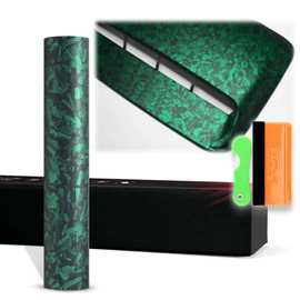 12"x60" (1FTx5FT) PET Marble Forged Carbon Fiber Textured Matte Emerald Green Vinyl Wrap Auto Car Sticker Decal Film Sheet Bubble Free Air Release Technology with Tool Kit