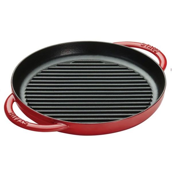 STAUB Cast Iron Pure Grill, 10-inch, Cherry, Made in France