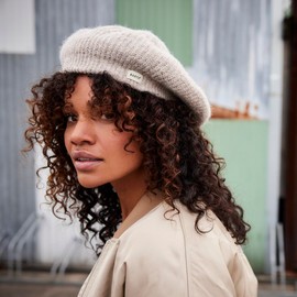 Barts Inaru Beret Knitted Beret Hat, lightgrey