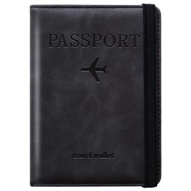 Passport Holder for Travel Women and Men RFID Passport Holder with Card Slots Holder Passport Case Passport cover Passport Wallet Travel Essentials and Accessories (Elastic, Black)