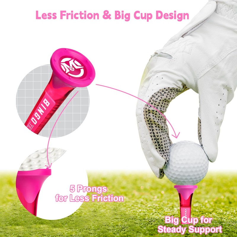 MAZEL Transparent Plastic Golf Tees 8 Pack,Enhanced Durability & Stability