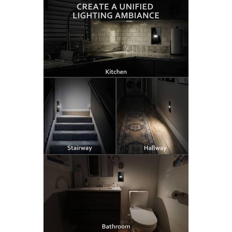 SOZULAMP 4-Pack Night Light Wall Outlet, Touch & Dusk-to-Dawn Sensors