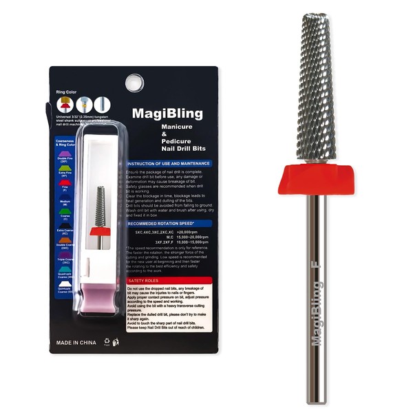 MagiBling 16mm Long Tapered Barrel Nail Drill Bits for False