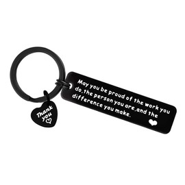 Xiahuyu Thank You Keychain (Black2, Stainless Steel) - Make a Difference Keychain, Appreciation Gifts for Employee, Coworker, Social Worker, Teacher, Nurse, Mentor, Coach