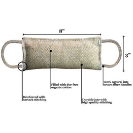 cuteNfuzzy Organic Dye-Free K9 Jute Bite Tug Toy 2 Handles for Small Dogs